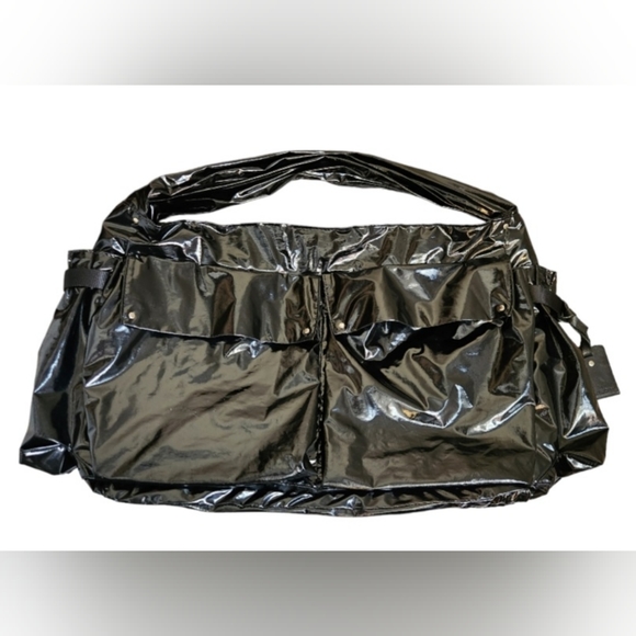 Sequoia Black Patent PVC Purse with lots of pockets - Picture 3 of 7